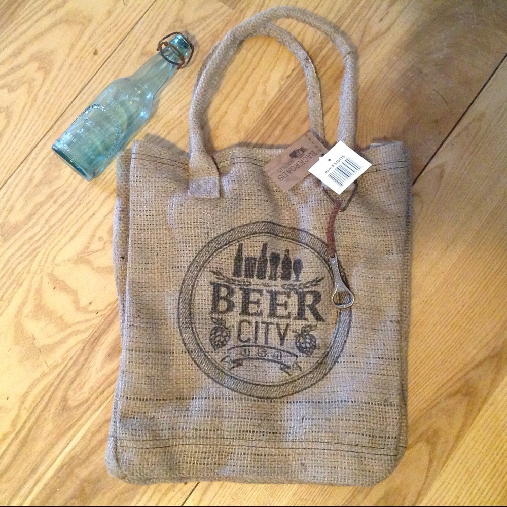 Beer Burlap Tote Market Brewery Man Travel Bag